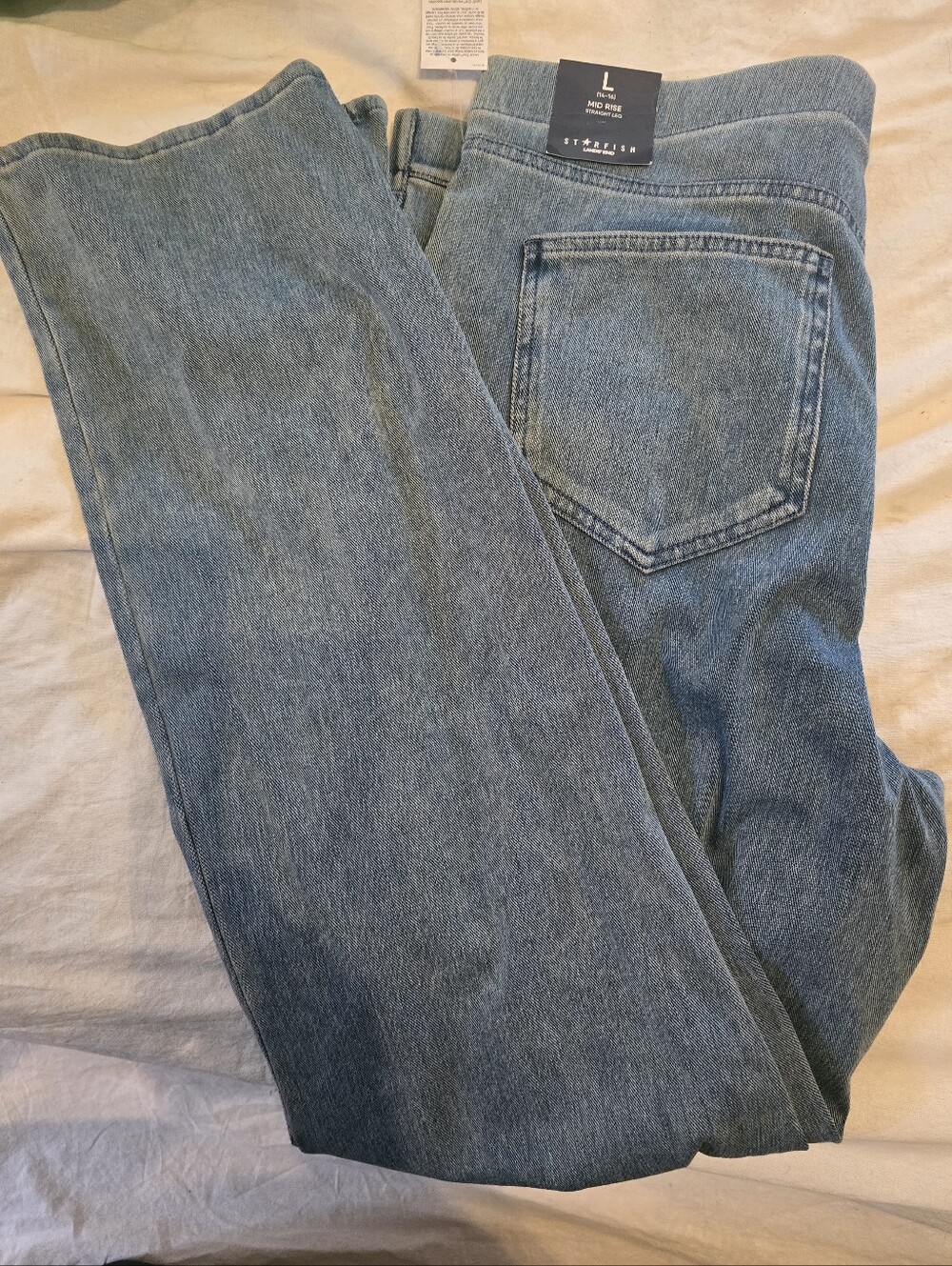NWT Lands' End Mid Rise Straight Leg Jeans in Denim Blue